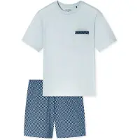 Schiesser Pyjama kort 'Comfort Nightwear' navy / lichtblauw