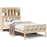 vidaXL Bed met boekenkast zonder matras massief grenenhout 90x190 cm