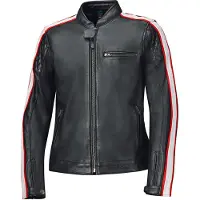 Held Brixham Zwart Rood Wit Leren Motorjas Maat 60