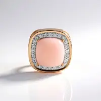 Cavill - 925 Zilveren Hanger 24 Zirkonia 0,43 ct Roze Peruaanse Opaal 4,5 ct Ros Verguld - Antiek Kussenvorm Elegant 16x16 mm
