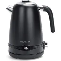 Aigostar Elektrische Waterkoker Met Temperatuursregeling - Retro - Instelbare Temperatuur - Rvs - 1.7l - Zwart - Loki