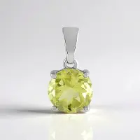 Cavill - Zilveren Hanger 925 Sterling Zilver Geplatineerd - 1,64 ct Rond Ouro Verde Kwarts - Elegante Braziliaanse Edelsteen Sieraden - 15x8 mm
