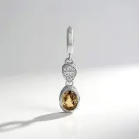 Cavill - Zilveren Hanger met 1,7ct Kanariegele Zirkoon en Zirkonia's - 925 Sterling Zilver Geplatineerd - Elegante Druppelvorm