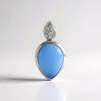 Cavill - Zilveren Hanger - 925 Sterling Zilver - Blauwe Onyx 5,535 ct Peervormig Cabochon - 8 Cambodjaanse Zirkonen 0,099 ct - Elegante Druppelvorm