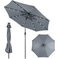 KOMFOTTEU Parasol 300cm - met led en zwengel - knikbaar - tuinparasol - stokparasol - strandparasol - voor tuin, strand, balkon