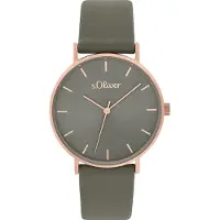 s.Oliver Kwartshorloge 2033485 Polshorloge, dameshorloge, analoog, leren armband