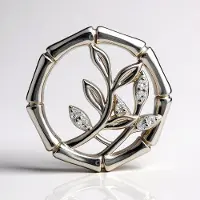 Cavill - 925 Sterling Zilveren Hanger met 7 Cambodjaanse Zirkonen Rond 0,091 ct - Pave Zirkonen - Elegant Bamboemotief - Dames Sieraad 19x19 mm