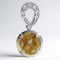 Cavill - Zilveren Hanger - 925 Sterling Zilver - Dinosaurus Kwarts 3,37 ct Rond Cabochon - 7 Witte Topazen 0,176 ct - Elegant Vintage Sieraad