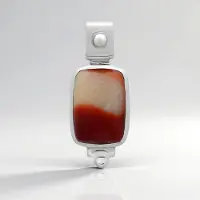 Cavill - 925 Sterling Zilver Hanger - 5,5 ct Australische Mookaiet Cabochon - Terracotta - Rechthoekig - Vintage, Geplatineerd