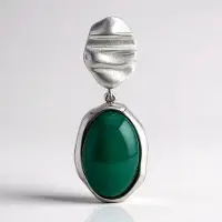 Cavill - Zilveren hanger met groene onyx 5,235 ct - 925 Sterling zilver geplatineerd - Ovale cabochon 29x12 mm - Modern elegant dames sieraad