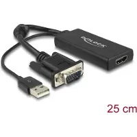 DeLOCK Premium VGA + USB (audio/voeding) naar HDMI adapter met CEC / zwart - 0,25 meter