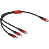 DeLOCK USB Charging Cable 3 in 1 USB Type-C to 3 x USB Type-C 30 cm black / red