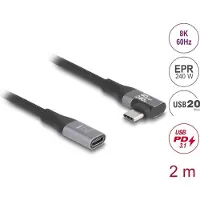 DeLOCK USB-C verlengkabel | haaks/recht | USB4 20 Gbps | PD 240W | 4K 60Hz | 2 meter