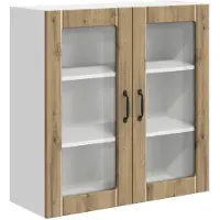 vidaXL Wandkast met glazen deuren, model LUCCA, artisan eikenhout, 80 x 31 x 80 cm