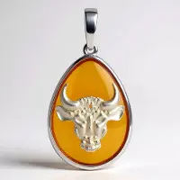 Cavill - 925 Sterling Zilveren Hanger met 3,25 ct Baltische Barnsteen - Handgemaakt Druppel - Stier Sterrenbeeld - Elegant & Uniek