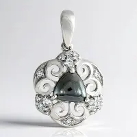 Cavill - Zilveren hanger - 925 Sterling Zilver - 2,62 ct Zwarte Hematiet Triljant & Witte Topaas - Elegant Design 28x18 mm - Luxe Sieraad
