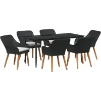 vidaXL Tuin Eettafel Set 7 st Zwart poly rattan