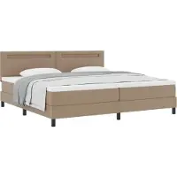vidaXL Boxspringbed met hoofdeinde, cappuccino, 200 x 200 cm, kunstleer