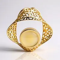 Cavill - Gouden Hanger 9K Geelgoud - Welo Opaal 1,085 ct, Rond 8mm - Modern Filigraan Design, Elegante Damen Sieraden