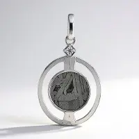 Cavill - Zilveren hanger - 925 Sterling zilver - 1,59 ct Aletai meteoriet - 0,044 ct Tanzanianse zirkoon - Modern rond design dames sieraad