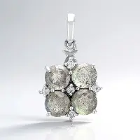 Cavill - Zilveren Hanger 925 Sterling Zilver - 4 Ronde Spectrolietstenen 2,68ct + 5 Zirkonia 0,253ct - Elegant Roemeens Design - 25,5x15 mm