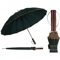 Peterson - Serie Elegante - Paraplu - Groen - Grote Kap - Houten Handvat