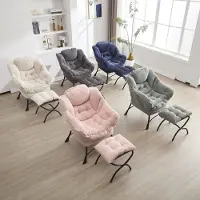 MODFU - Fauteuil Met Voetenbank - Ergonomische Rugleuning En Zijvak - Modern - Woonkamer - Staal - Grijs
