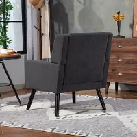 MODFU - Fauteuil - Gecapitonneerde Rugleuning - Compact Ontwerp - Voor Woonkamer - Linnen - Donkergrijs