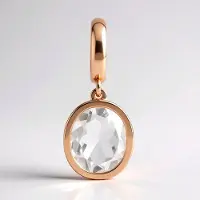 Cavill - Zilveren hanger met rosé vergulding - 925 Sterling zilver - Witte kwarts 3,5 ct ovaal (12x10 mm) - Elegant facetgeslepen dames sieraad