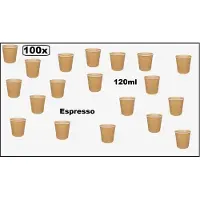 TakeAware 100x Beker espresso karton kraft 120ml - Espresso - Koffie thee chocomel soep drank water beker karton