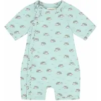 SuperCute UV Strandpak Baby – Badpak Korte Mouw – Egeltjes Print – Met Rits – Mintgroen – 6/12 Maanden Maat 74/80
