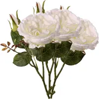 Top Art Kunstbloem roos Little Joy - 3x - wit - 38 cm - kunststof steel - decoratie bloemen