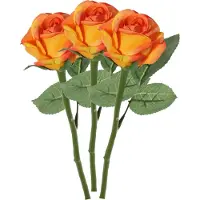 Top Art Kunstbloem roos Nina - 3x - oranje - 27 cm - kunststof steel - decoratie bloemen