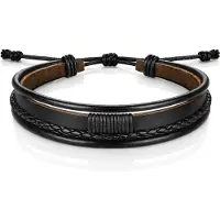 LGT JWLS Heren armband Leer Zwart Verstelbaar Touw Multi armband