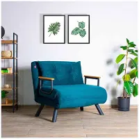 Hannah Home , Sando Single - Petrolgroen, slaapbanken, 1-persoons slaapbank, petrolgroen, polyester, 67 x 78 x 78 cm