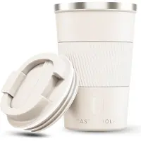 Castagnola Thermosbeker - Koffiebeker To Go - Travel Mug voor Koffie en Thee - Theebeker - 380 ML - RVS - Offwhite