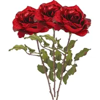 Top Art Kunstbloem roos Glamour - 3x - rood satijn - 61 cm - kunststof steel - decoratie bloemen