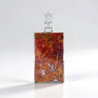 Cavill - Hanger Zilver 925 Sterling - 49 ct Indonesisch Versteend Palmhout - Baguette Cabochon - Geplateerd - Modern Rechthoekig Design