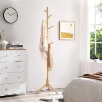 Bobbel Home Parya Home Massief Houten Kapstok – Boomvormig kledingrek met 8 haken en 3 verstelbare hoogtes, natuurlijk hout