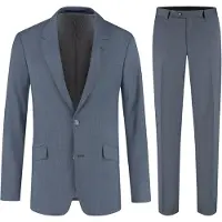 Gents - pak / kostuum 2-delig miniruit blauw-grijs - Polyblend - Blauw - Maat 48/48