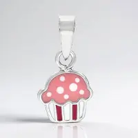 Cavill - Zilveren Hanger Cupcake - 925 Sterling Zilver - Speels Roze met Witte Stippen - Kleine Sierlijke Modeaccessoire - Perfect Cadeau Sieraden