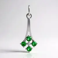 Cavill - Gerhodineerde 925 Zilver Hanger - AAA Tsavoriet 0,27 ct & Zirkoon 0,02 ct - Elegante Groene Edelsteen Rond 23x9 mm