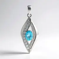 Cavill - 925 Sterling Zilver Gerhodineerde hanger - Blauwe Apatiet 0 978 ct Ovaal - Zirkonia Tanzania 1 562 ct - Elegante dames hanger 37x14 mm