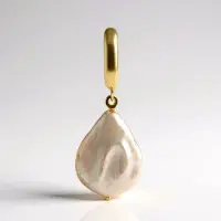 Cavill - Zilveren Hanger - 925 Sterling Zilver Verguld - Grote Druppelvormige Chinese Ming Parel 18x13 mm - Fancy Slijpsel Elegant Sieraad Vrouwen