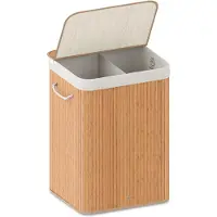 Organess wasmand 2 vakken - Wassorteerder - Wasmand met deksel - Opvouwbaar - 100L - Bamboe