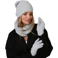 Alur - Damski Komplet Czapka - Alpaka - Beanie - Komin - Rękawice