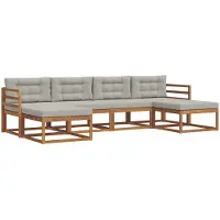 vidaXL Buiten bank set 6 st Naturel en lichtgrijs