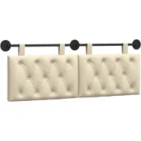 vidaXL Hangend hoofdbord Crèmekleurig Stof
