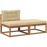 vidaXL Sectie Sofa Eenheden met kussen 2 Stuk Naturel