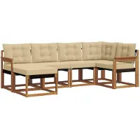 vidaXL Buiten bank set 6 st Natuurlijk en Beige